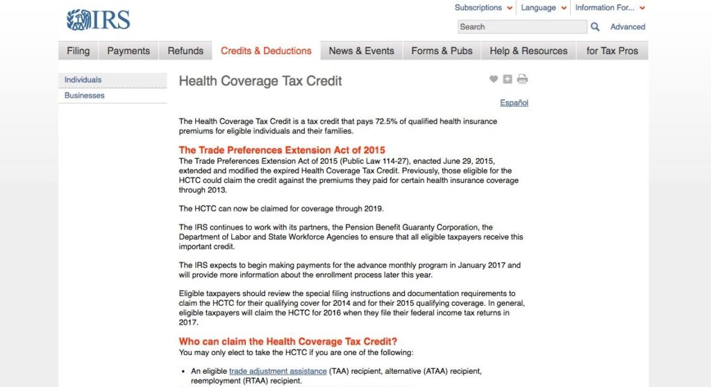 Guidance on the Health Coverage Tax Credit