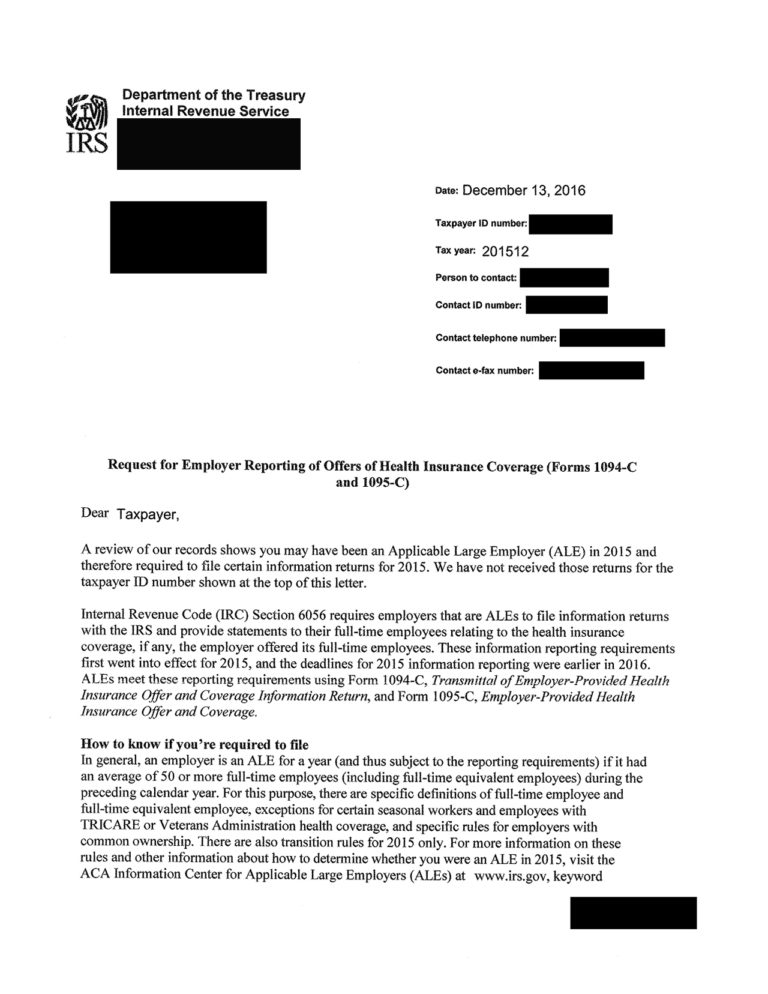 ACA Reporting And The IRS What To Know About The Letter You Received 